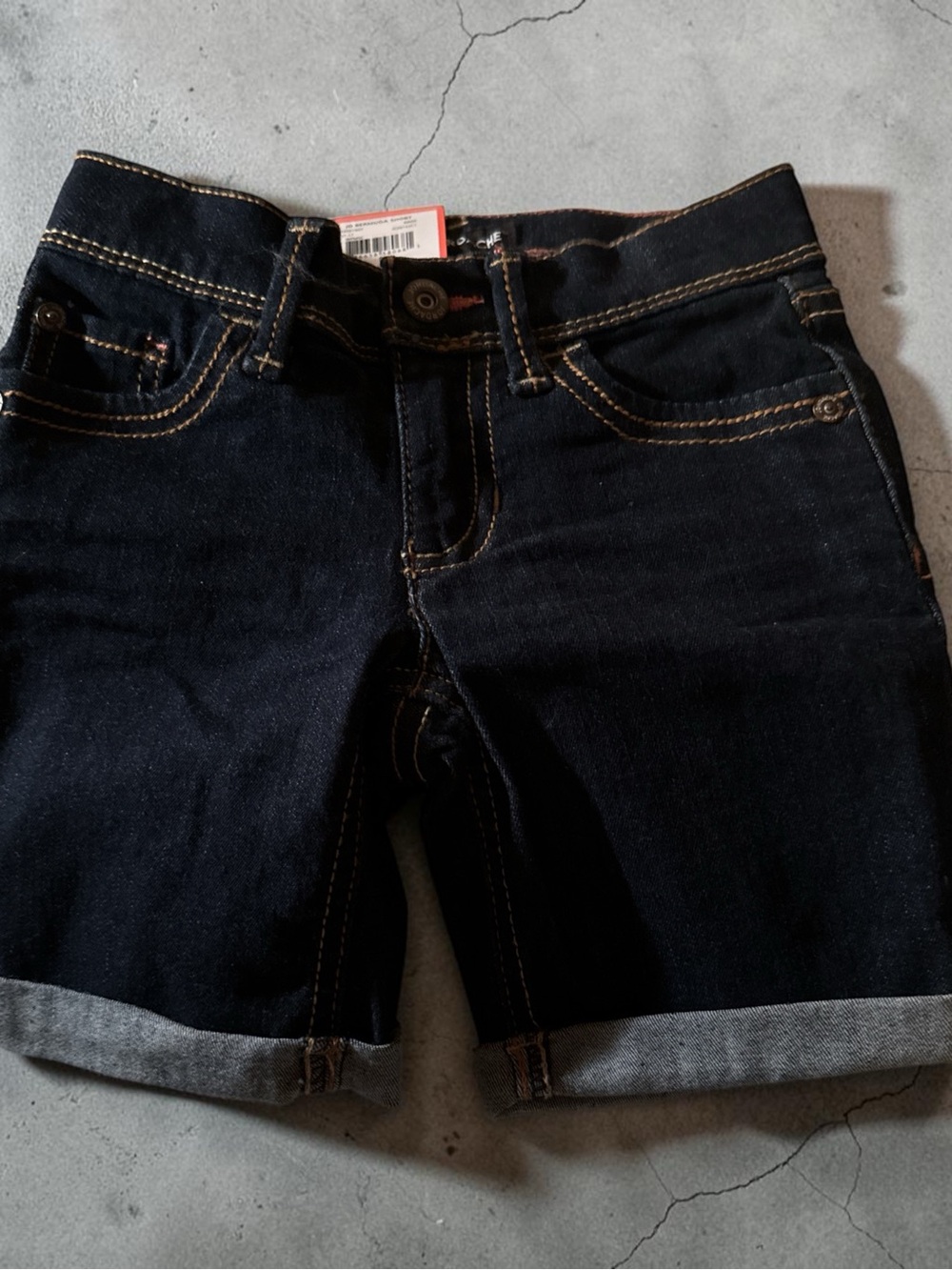 Jordache Dark Blue Denim Kids Shorts with Contrast Stitching